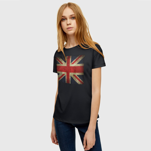 Женская футболка 3D с принтом Britain флаг, фото на моделе #1