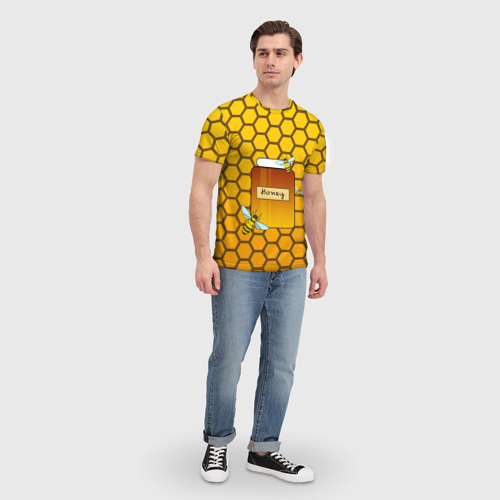 Мужская футболка 3D с принтом Сладкий мёд, вид сбоку #3