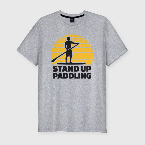 Мужская футболка премиум с принтом Stand up paddling, вид спереди #2
