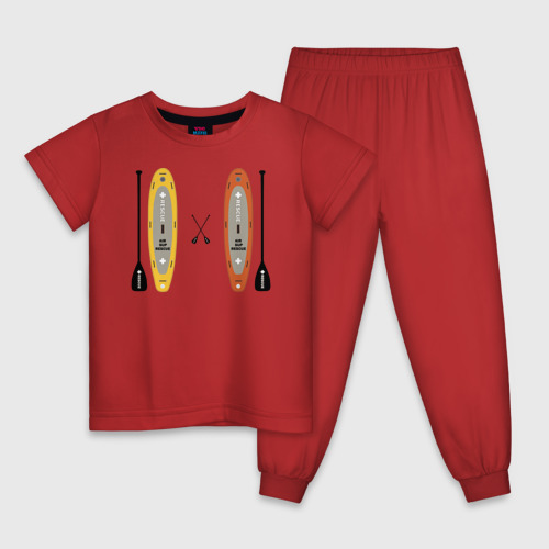 Детская пижама хлопок с принтом Сап серфинг, вид спереди #2