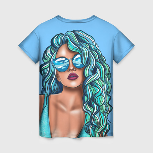 Женская футболка 3D с принтом Волна, вид сзади #1
