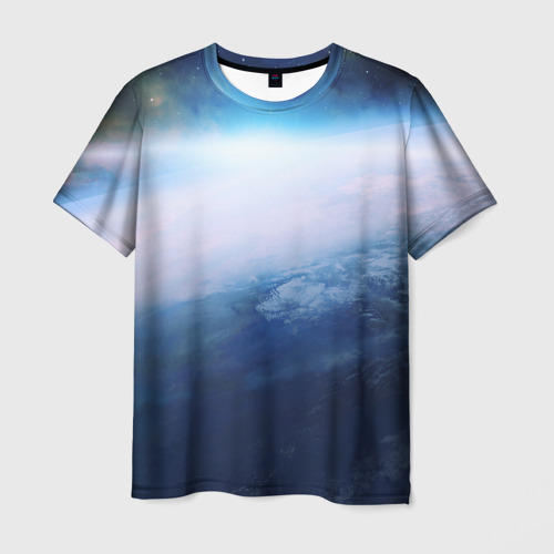 Мужская футболка 3D с принтом Планета Земля (S), вид спереди #2