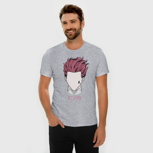Мужская футболка хлопок Slim с принтом Розовые волосы Hunter, фото на моделе #1