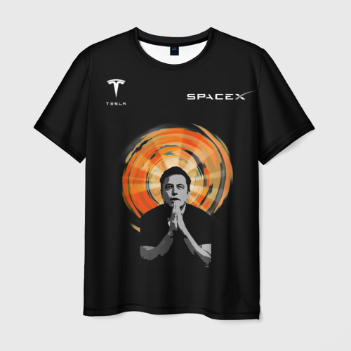 Мужская футболка 3D с принтом Elon Musk, вид спереди #2
