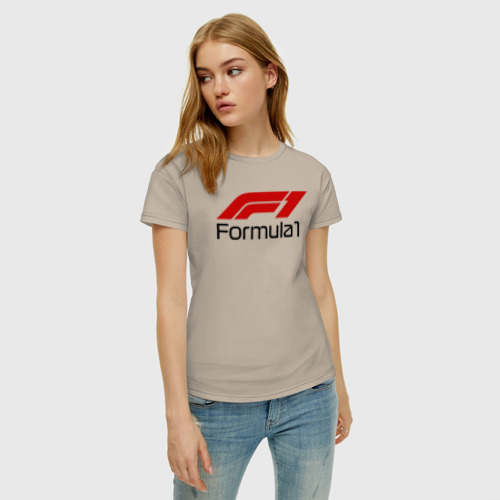 Женская футболка хлопок с принтом Формула 1, фото на моделе #1