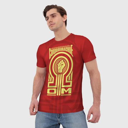 Мужская футболка 3D с принтом Электрическое сопротивление, фото на моделе #1