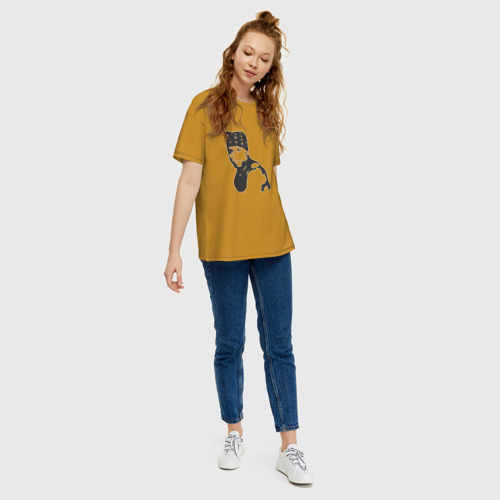 Женская футболка хлопок Oversize с принтом Рикардо Милос, вид сбоку #3