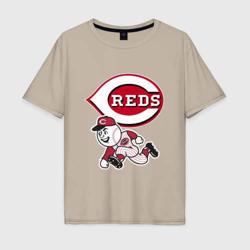 Мужская футболка хлопок Oversize с принтом Cincinnati reds - baseball team - talisman, вид спереди #2