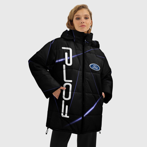 Женская зимняя куртка 3D с принтом Ford, фото на моделе #1