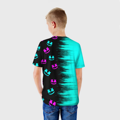 Детская футболка 3D с принтом Marshmello, вид сзади #2