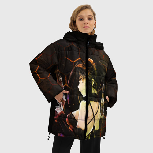 Женская зимняя куртка 3D с принтом Куруми Токисаки, фото на моделе #1