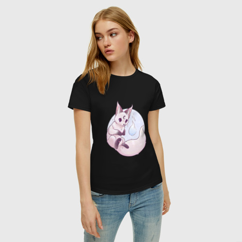 Женская футболка хлопок с принтом Мистический лисёнок, фото на моделе #1