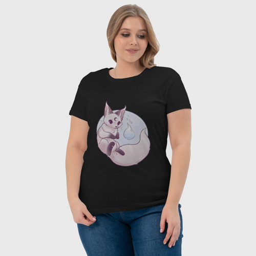 Женская футболка хлопок с принтом Мистический лисёнок, фото #4