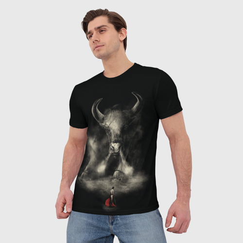 Мужская 3D футболка с принтом Бык 2021, фото на моделе #1