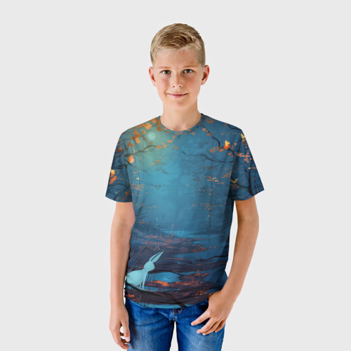 Детская футболка 3D с принтом Forest, фото на моделе #1