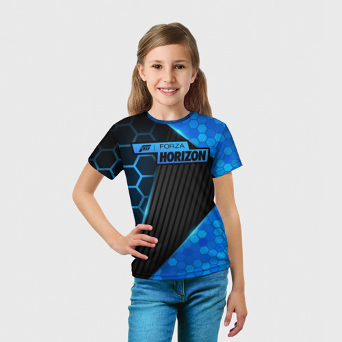Детская футболка 3D с принтом Forza Horizon, вид сбоку #3