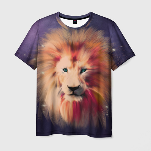 Мужская футболка 3D с принтом Space Lion, вид спереди #2