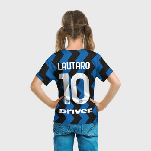 Детская 3D футболка с принтом Лаутаро Мартинес 20/21 Интер, вид сзади #2