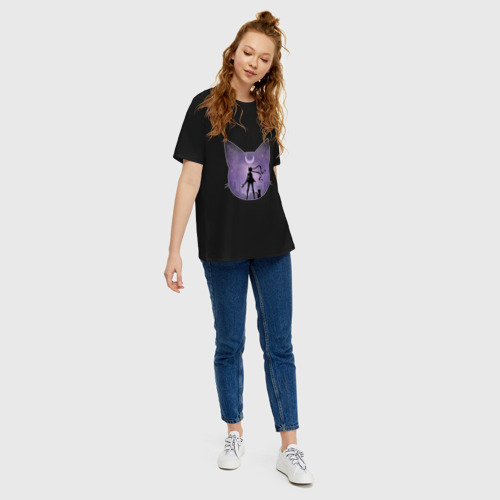 Женская футболка хлопок Oversize с принтом Лунный воен, вид сбоку #3