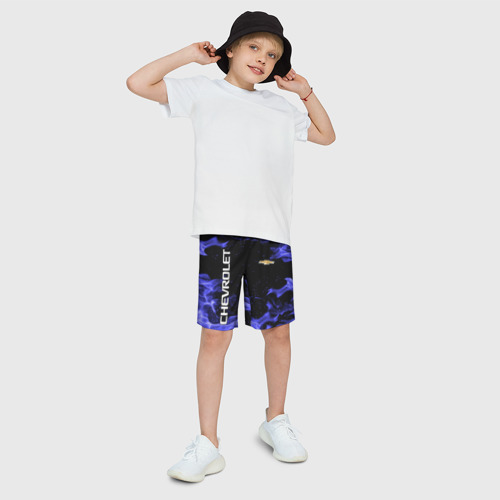 Детские спортивные шорты 3D с принтом CHEVROLET, фото на моделе #1
