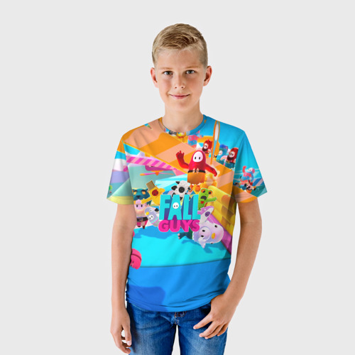 Детская 3D футболка с принтом FALL GAYS / ФОЛЛ ГАЙС, фото на моделе #1