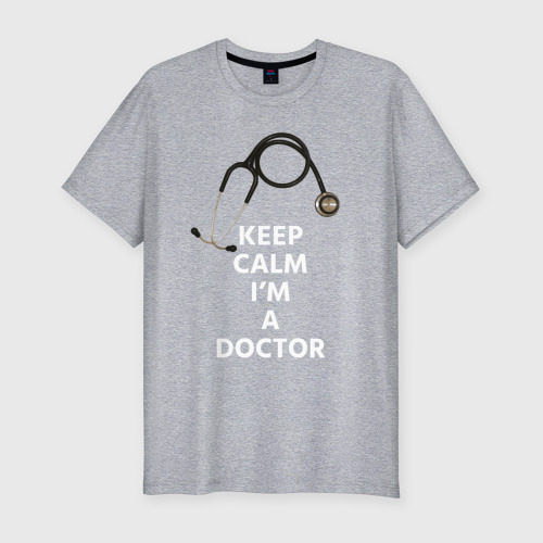 Мужская футболка хлопок Slim с принтом Keep calm I'm a Doctor, вид спереди #2