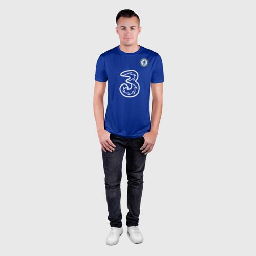 Мужская футболка 3D Slim с принтом Челси форма Werner 20-21, вид сбоку #3