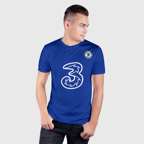 Мужская футболка 3D Slim с принтом Челси форма Зиеш 20-21, фото на моделе #1