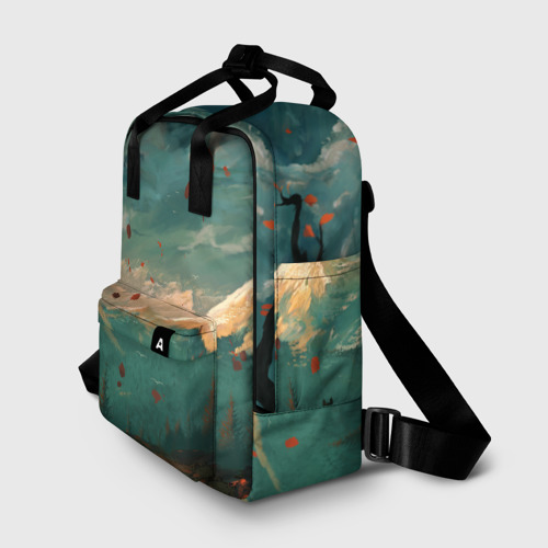Женский рюкзак 3D с принтом Горы, фото на моделе #1
