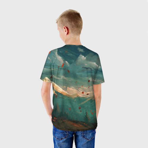Детская футболка 3D с принтом Горы, вид сзади #2
