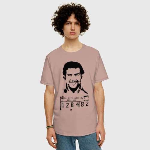 Мужская футболка хлопок Oversize с принтом Пабло Эскобар, фото на моделе #1