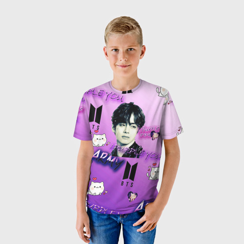 Детская футболка 3D с принтом I purple you, фото на моделе #1
