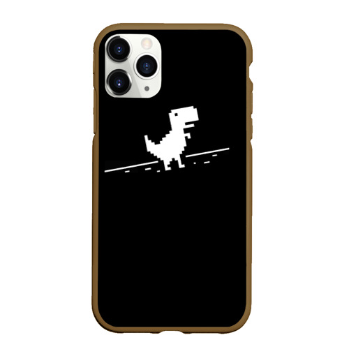 Чехол для iPhone 11 Pro матовый с принтом Динозавр Гугл Хром, вид спереди #2