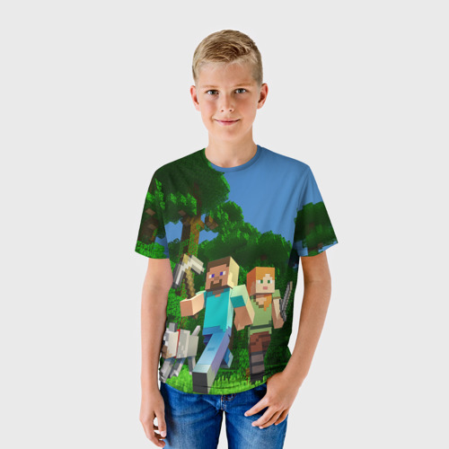 Детская футболка 3D с принтом Minecraft, фото на моделе #1