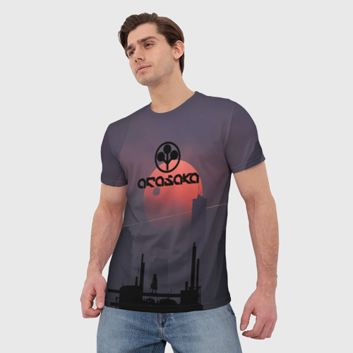 Мужская футболка 3D с принтом Cyberpunk 2077 - Arasaka, фото на моделе #1