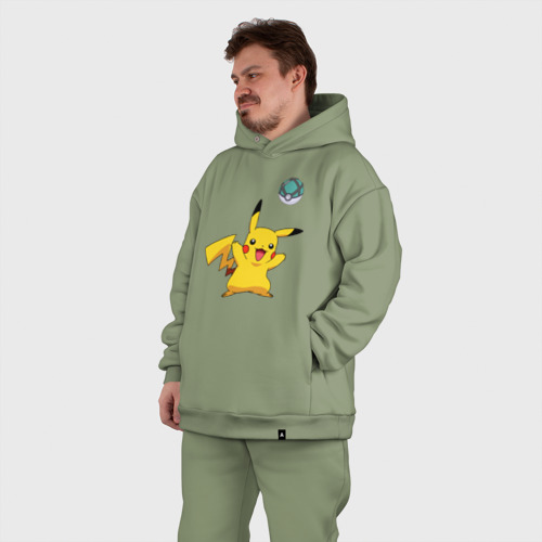 Мужской костюм oversize хлопок с принтом Pokemon pikachu 1, фото #5