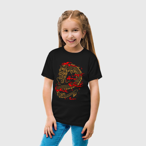 Детская футболка хлопок с принтом Китайский дракон, вид сбоку #3