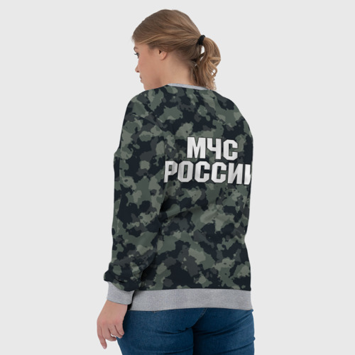 Женский свитшот 3D с принтом МЧС России, вид сзади #2