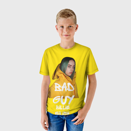 Детская футболка 3D с принтом Billie EilishБилли Айлиш, фото на моделе #1