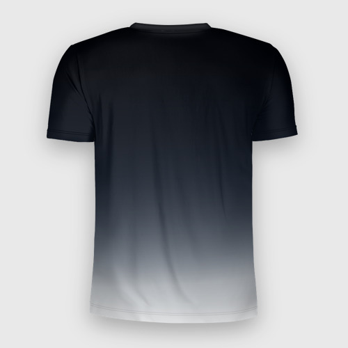Мужская футболка 3D Slim с принтом Градиент от темно серого к белому, вид сзади #1