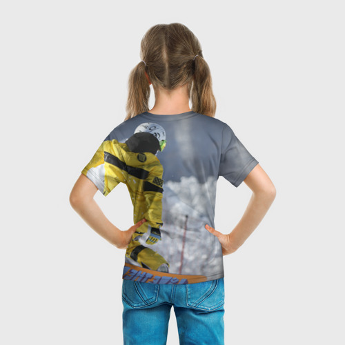 Детская футболка 3D с принтом Сноубордист, вид сзади #2