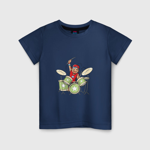 Детская футболка хлопок с принтом Аниме барабанщик, вид спереди #2