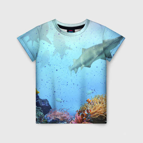 Детская футболка 3D с принтом Акулы, вид спереди #2