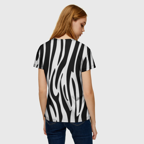 Женская футболка 3D с принтом Zebra, вид сзади #2