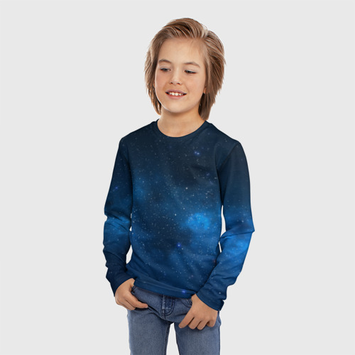 Детский лонгслив 3D с принтом Млечный путь, фото на моделе #1
