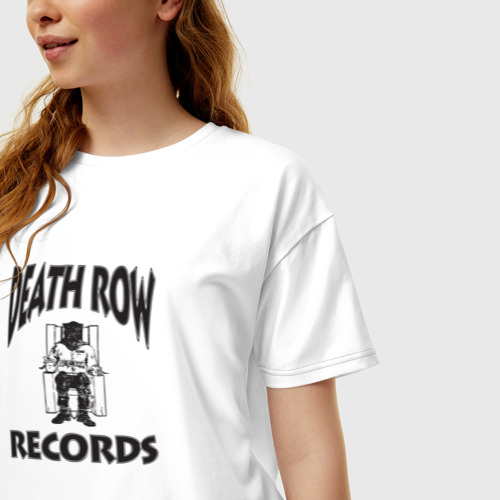 Женская футболка хлопок Oversize с принтом Death Row Records, фото на моделе #1
