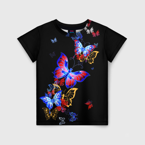 Детская футболка 3D с принтом Поцелуй бабочек, вид спереди #2