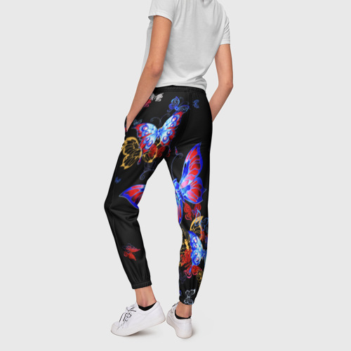 Женские брюки 3D с принтом Поцелуй бабочек, вид сзади #2