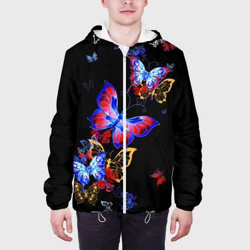 Мужская куртка 3D с принтом Поцелуй бабочек, вид сбоку #3