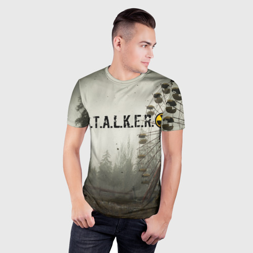 Мужская футболка 3D Slim с принтом STALKER 2, фото на моделе #1